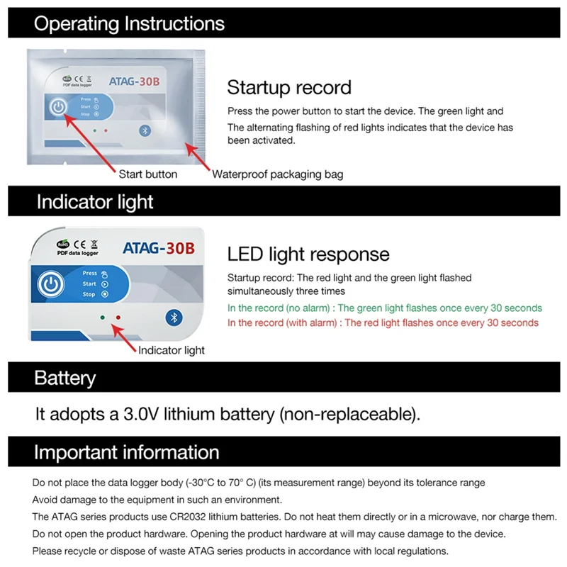 

【ABUP】 Регистратор данных температуры, внутренний датчик, мини-USB, Bluetooth, высокая точность, 65000 точек, регистратор TEMP для холодной цепи