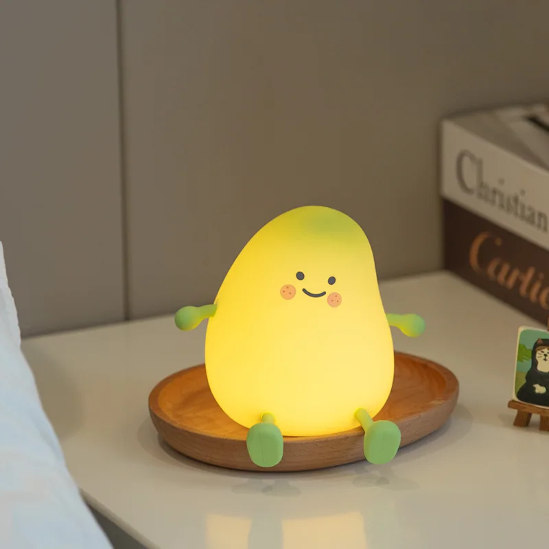 Mango Silicone Night Light Timed Sleeping Atmosphere Decompression Pattern Lamp Ornament Mobile Phone Holder Holiday Gift