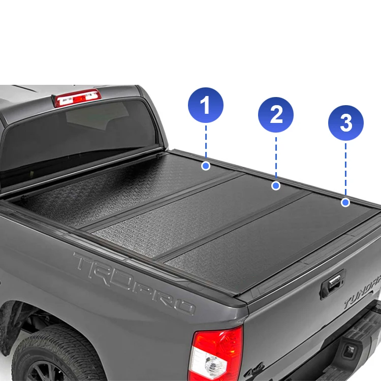 

Factory High Quality Hard Tri Fold Aluminum 4x4 Pickup Truck Bed Cover Tonneau For Hilux Revo Vigo Tacoma Tundra