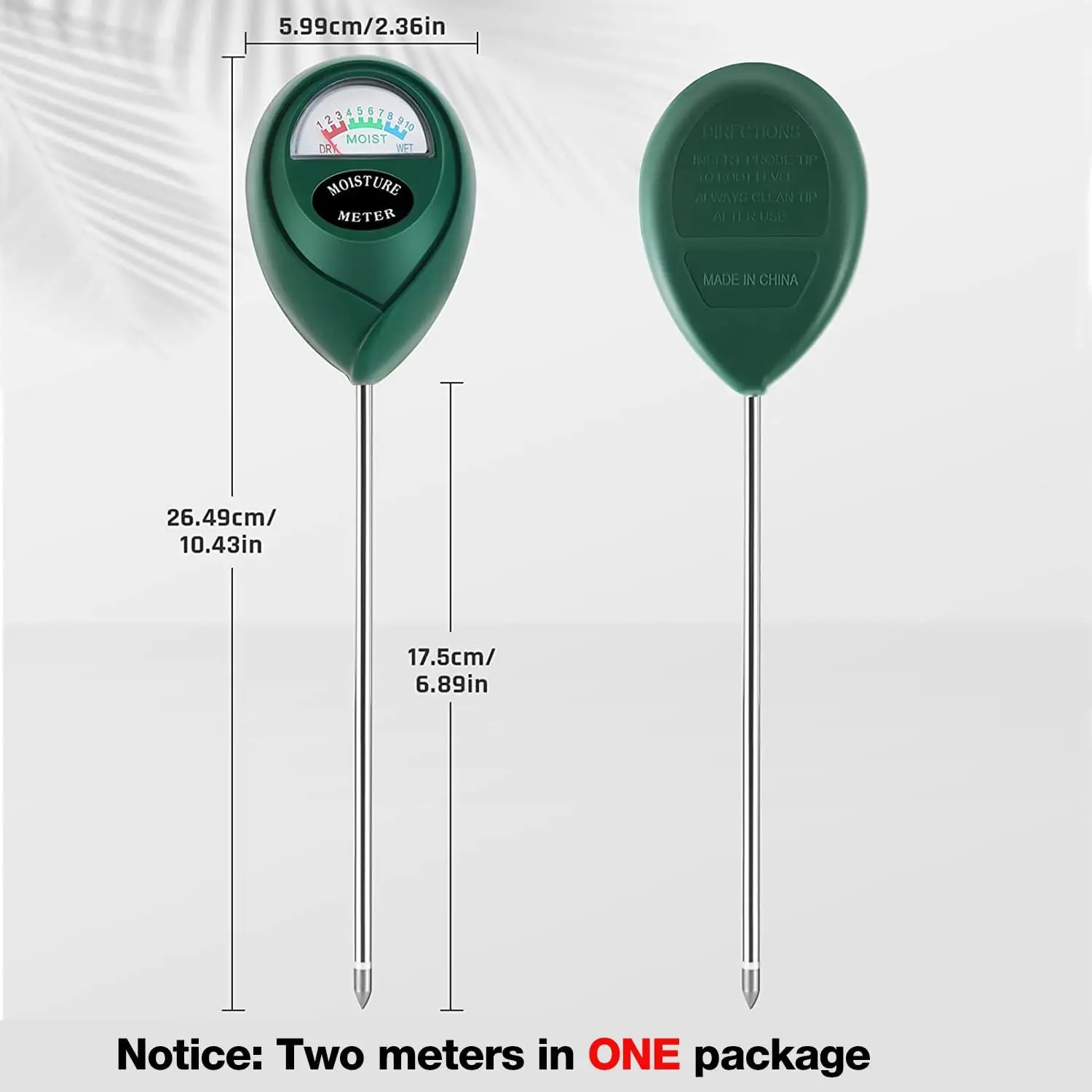 3-in-1 Plant Moisture Meter, pH/Light Meter Soil Test kit for Indoor, Soil Moisture Meter for House Plants for Garden Lawn, Farm