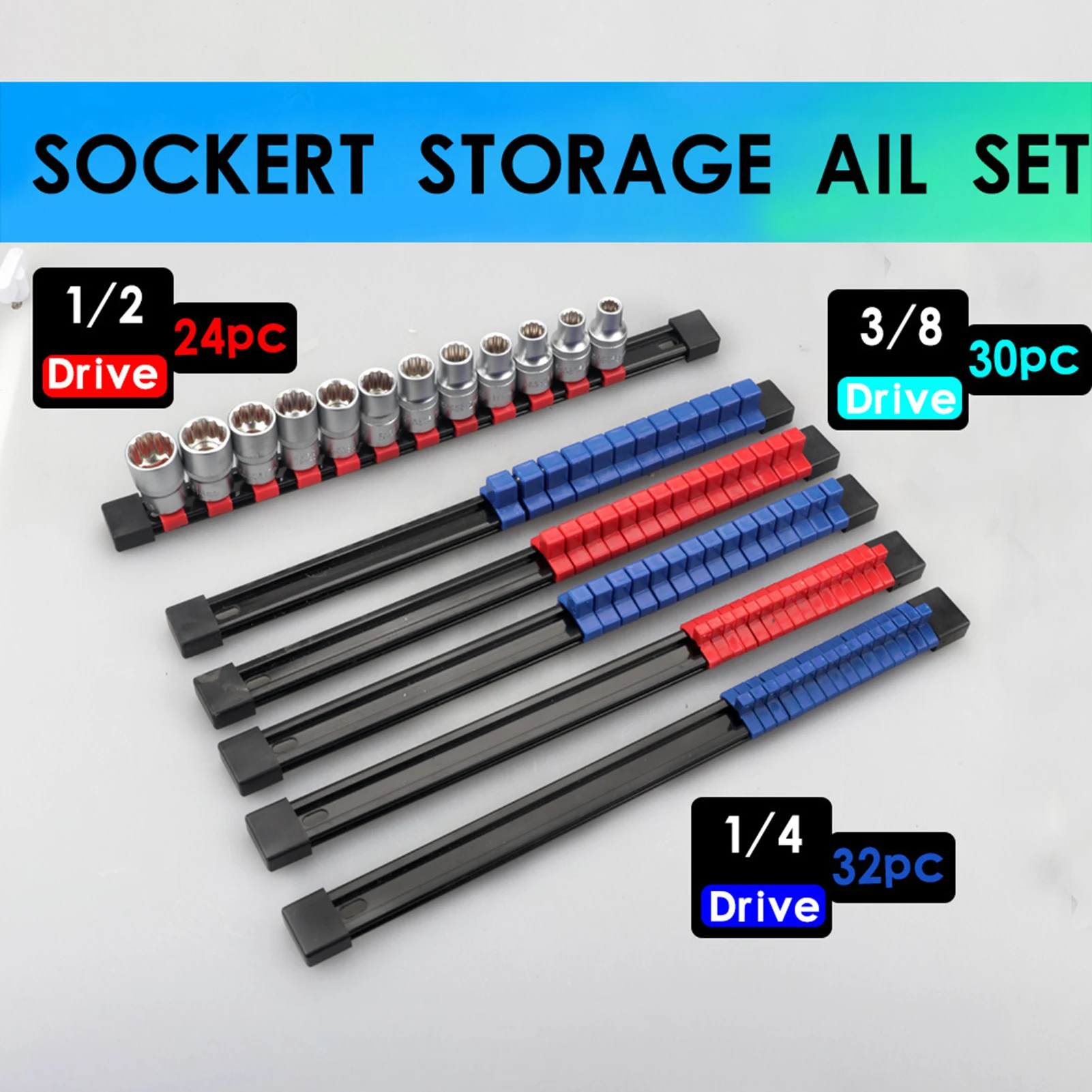 

Набор органайзеров для торцевых ключей (6/9 шт.): Прочный бытовой держатель для мелких и глубоких метрических головок