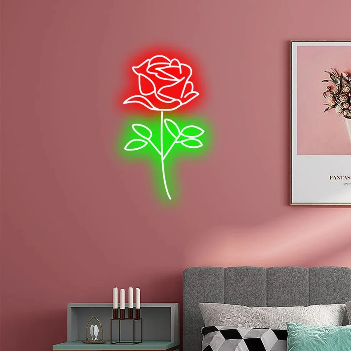 

Rose Neon Sign Flower Neon Sign Wedding Neon Sign Wall Decor Gift For Her Wall Art Bedroom Home Decor Neon