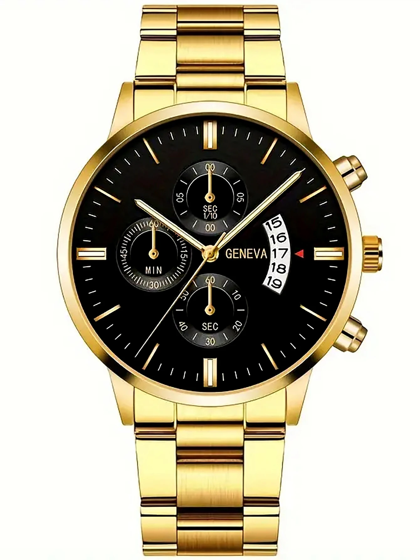 Модные мужские кварцевые часы с ремешком и календарем с браслетом и ожерельем кольцо в комплекте вечерние gift