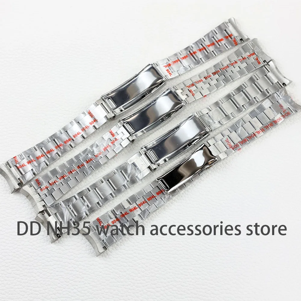 20mm Watch Band For Seiko NH35 Submariner Case Stainless Steel Watch Strap Glide Lock Buckle For Silver Oyster Jubilee Bracelet