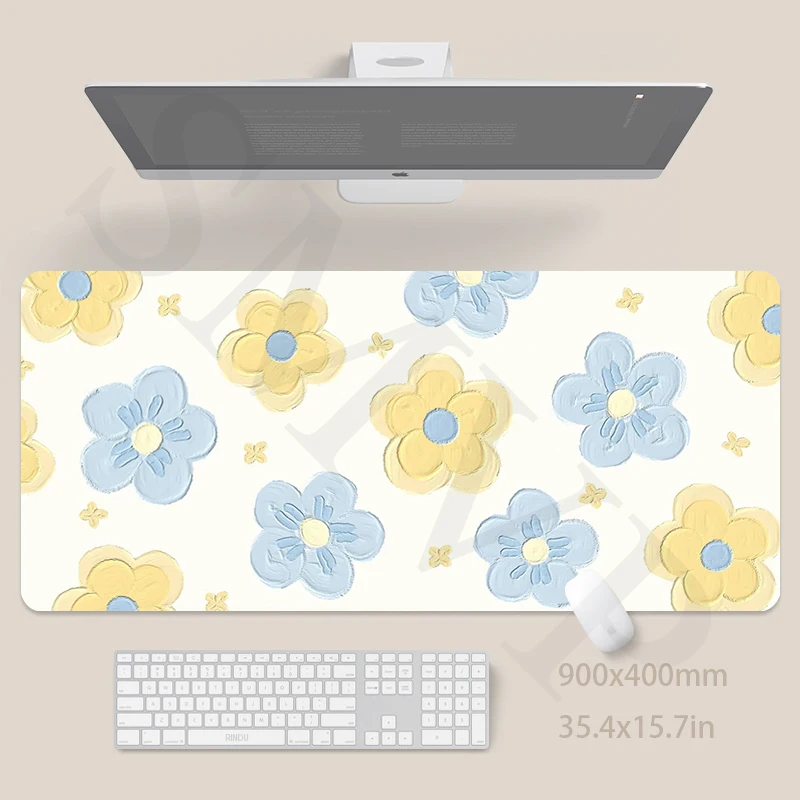 

Flower Mouse Pad 40x90cm Cute Desk Mat Big Kawaii Mousepad XXL Mouse Mat Large Keyboard Mat Desk Pad For Computer Mousepads