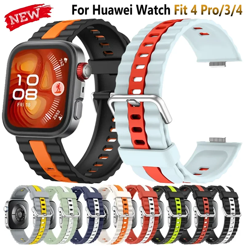Zweifarbiges Silikonarmband für Huawei Watch Fit 4 Pro Sportmode Armband Armband für Huawei Watch Fit 4 3 Correa Zubehör
