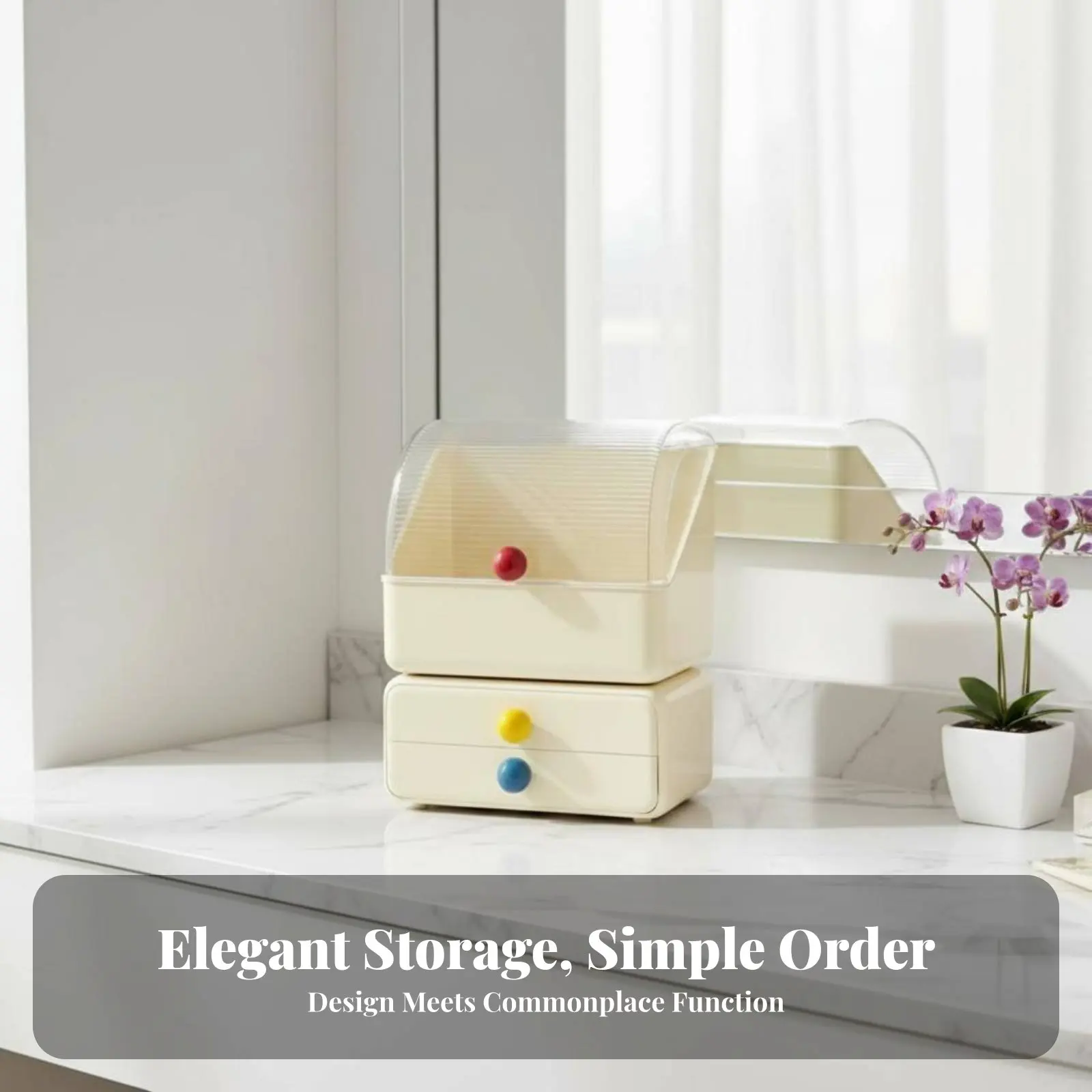 

Коробка-органайзер для косметики с выдвижными ящиками, большой вместимости, с защитной крышкой от пыли, элегантный дизайн для женщин