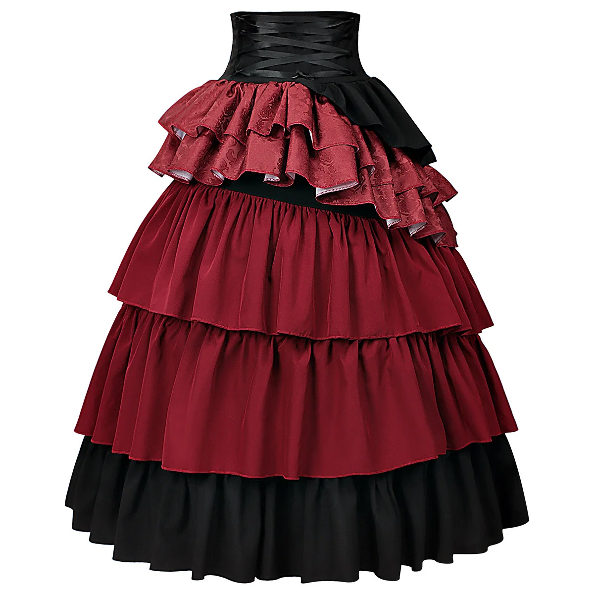 

2026 New Female Party Stage Clothing Women's Steampunk Gothic Skirts Pirate High Waist Layered Frilly Design Halloween Costume