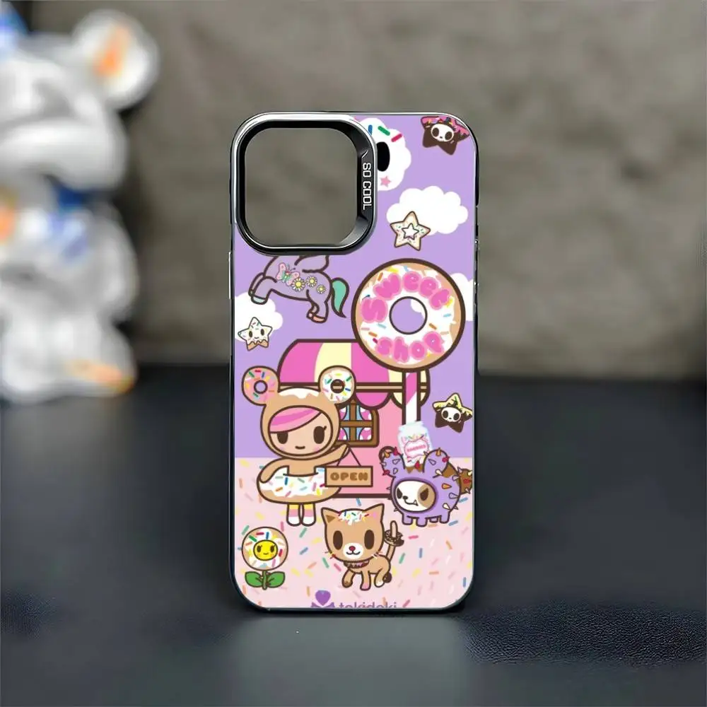 اليابان الكرتون T-Tokidokis جراب هاتف آيفون 17,16,15,14,13,12,11 زائد ، برو ماكس الأسود ماتي غطاء مقاوم للصدمات