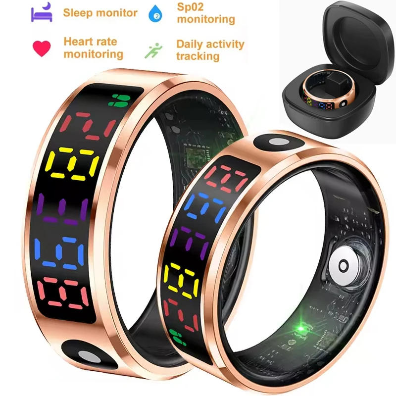 

Smart Ring Color Display with Charging Case for Men Women, Health Heart Rate Sleep Monitor, 5ATM Waterproof, Multi-sport Mode
