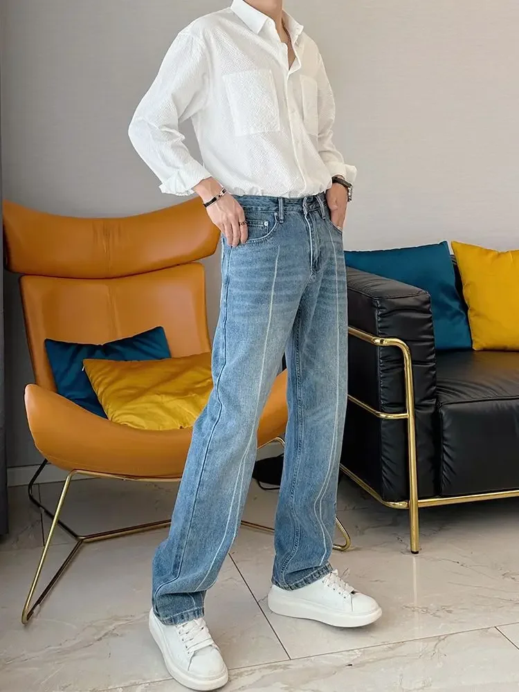 

Men's Jeans Neutral Wide Leg Denim Trousers Loose Straight Men Jeans American Style Man Jeans Pants for Boy Casual New Pants D19