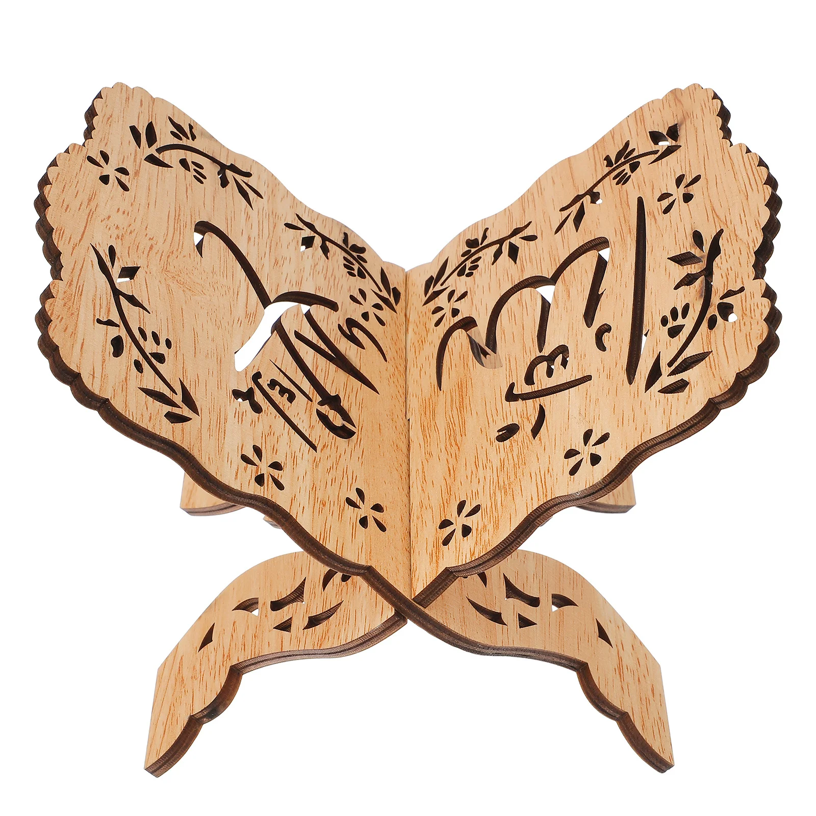 حامل كتب خشبي، منظم سطح المكتب قوي صديق للبيئة، تصميم زهرة مجوفة، حامل القرآن الكريم، تخزين ديكور المهرجانات