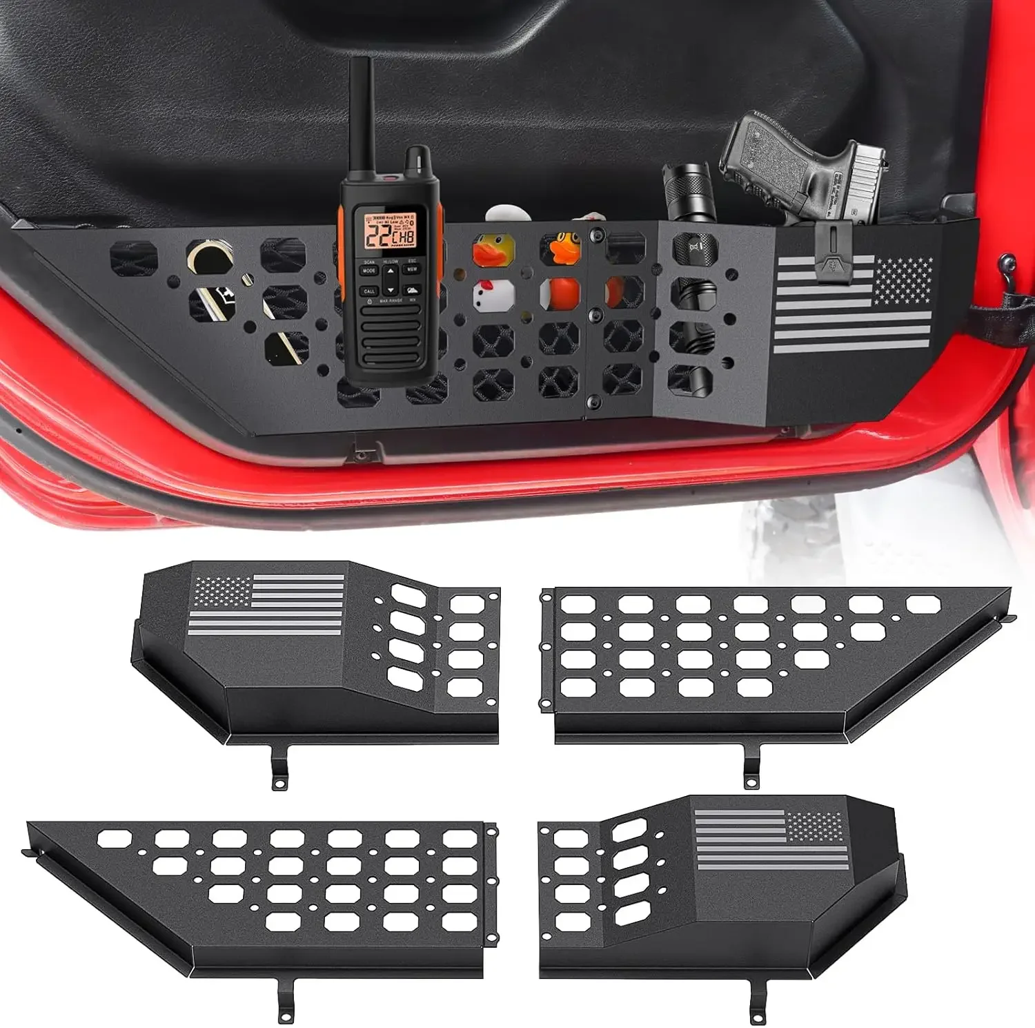 

Wrangler JL JLU 4XE 2018-2025 & Gladiator JT 2020-2025 Door Storage Organizer Metal Front Door Pocket Storage Box