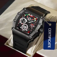 Reloj UTHAI CQ309 a la moda para hombre, reloj de cuarzo con luz nocturna resistente al agua, calendario, cubo de vino, correa de silicona, relojes para hombre