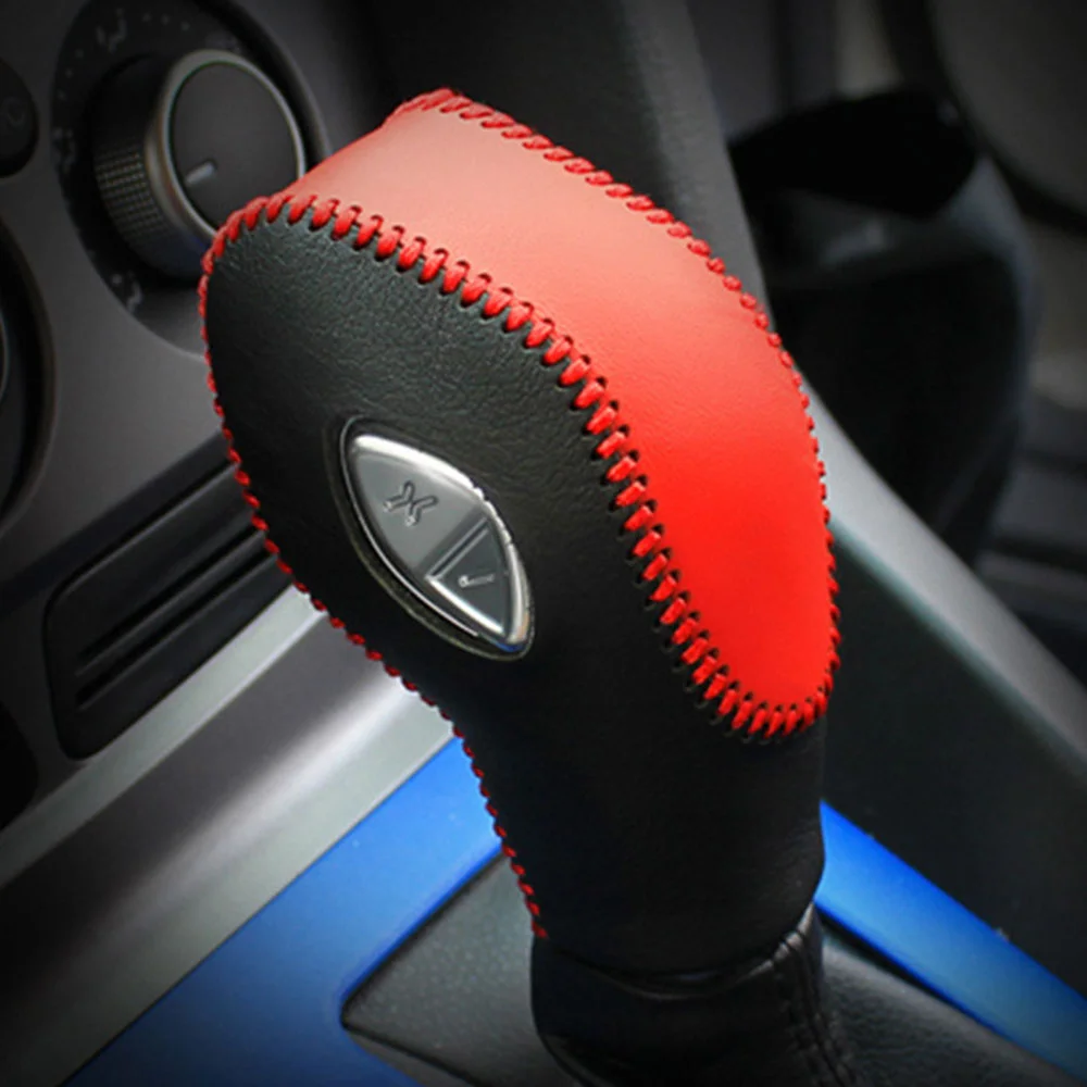 Leather Car Gear Shift Collars Knob Handbrake Knob Cover for Ford Kuga Ecosport Fiesta 2013 - 2021 Focus 3 MK3 AT Accessories