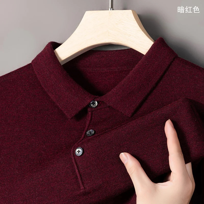 

Свитер Мужской трикотажный однотонный с длинным рукавом и воротником-поло