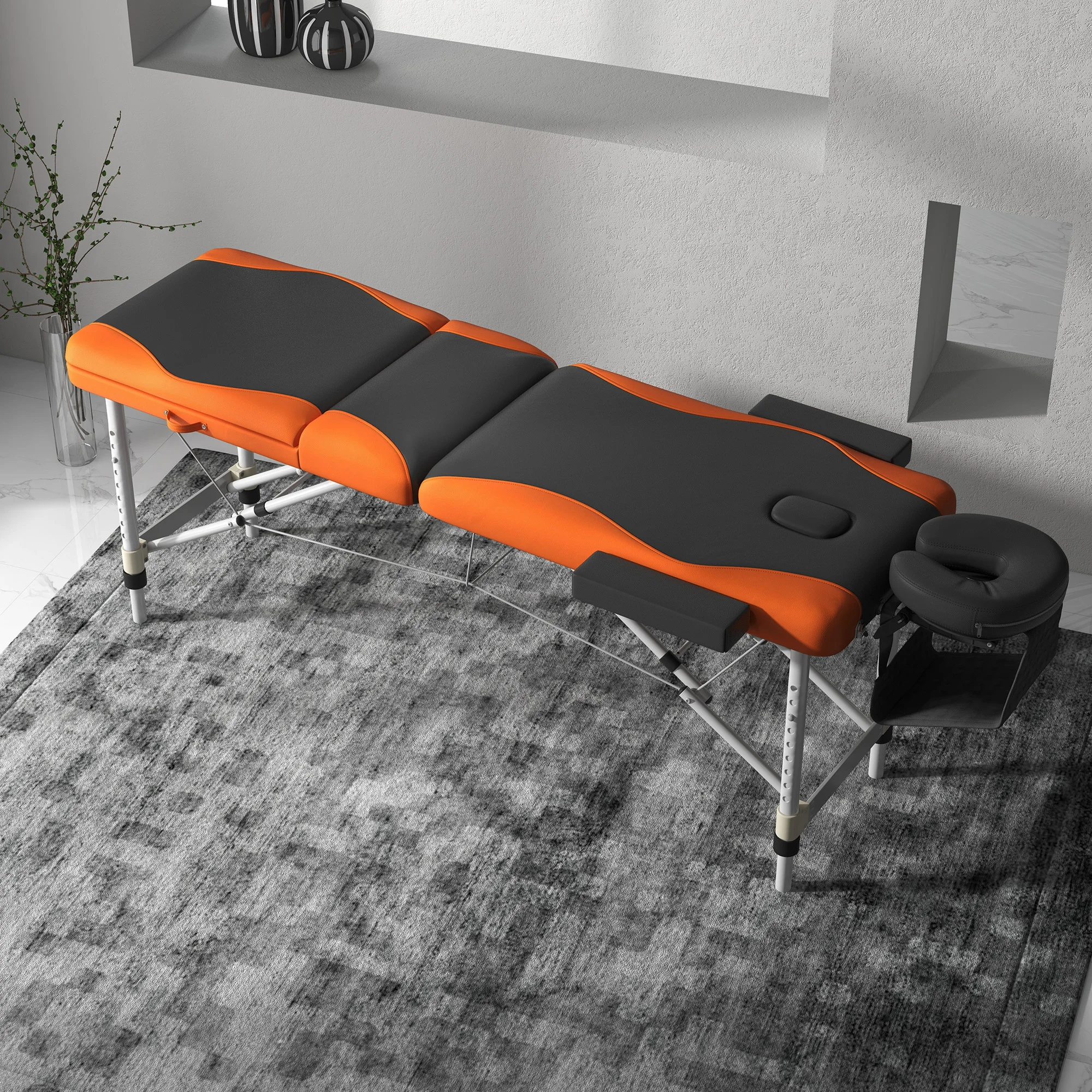 HOMCOM Tragbarer Massagetisch Beauty Therapy Couch Bed Spa Aluminium Orange