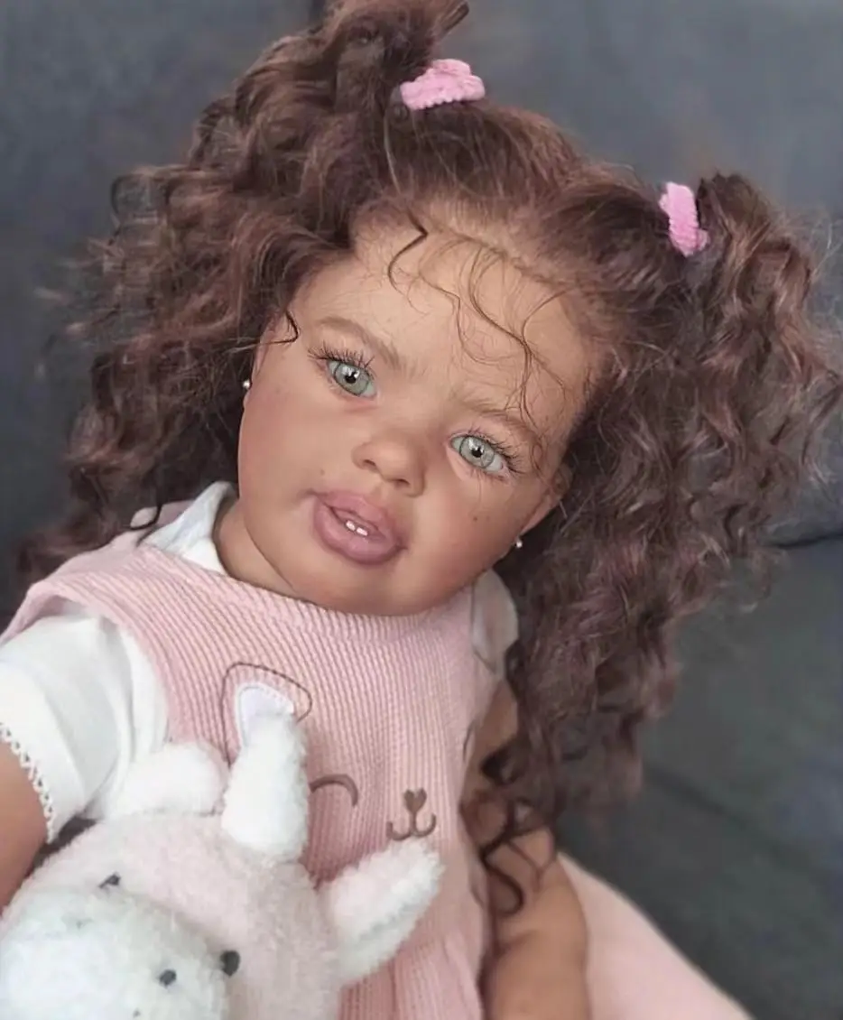 

FBBD Customized Limited Supply 28inch Reborn Baby Doll Katie With Choccolate Skin Already Finished Doll With Freckles