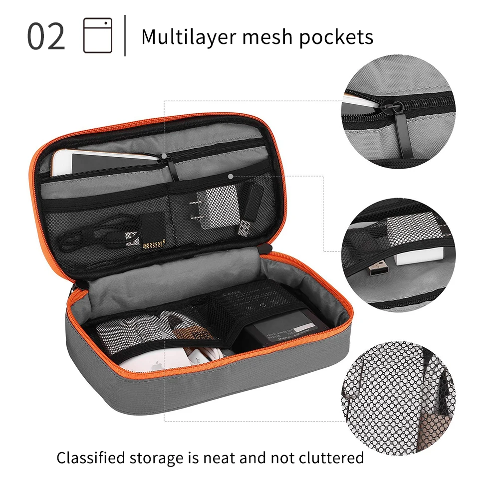 Travel Cable Organizer Bag Storage Pouch Carry Case Portable Waterproof Storage Bags for USB  Charger Cable Cord and Electronics