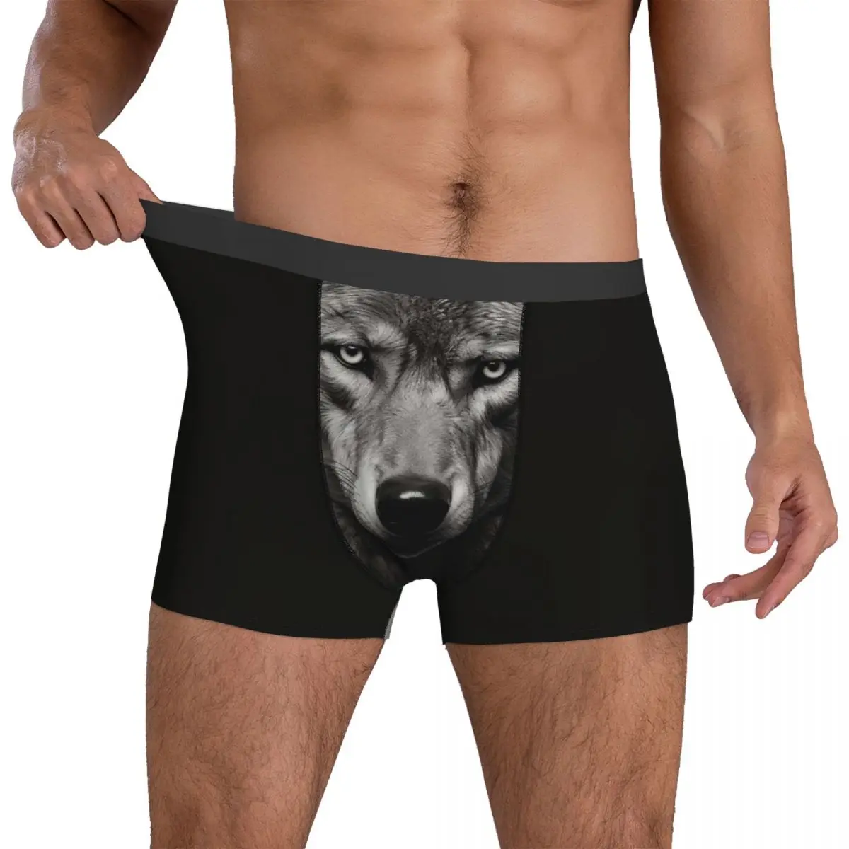 

Wolf Face Underwear Comfortable Underpants Custom Shorts Briefs For Man Pouch Plus Size Boxer Shorts
