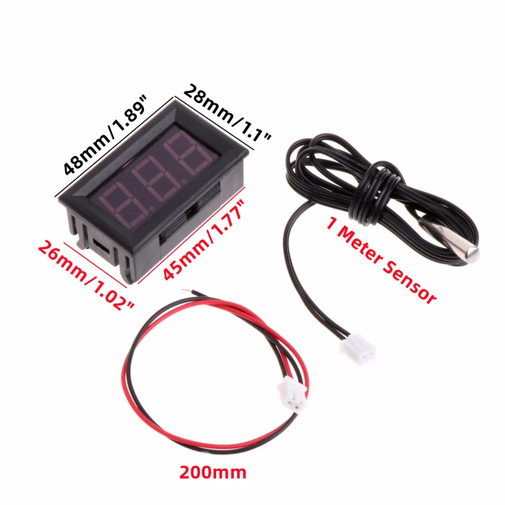 자동차 온도 모니터 패널 미터 측정 범위 -50-110C 온도 프로브에 대 한 DC 12V 미니 디지털 LED 온도계