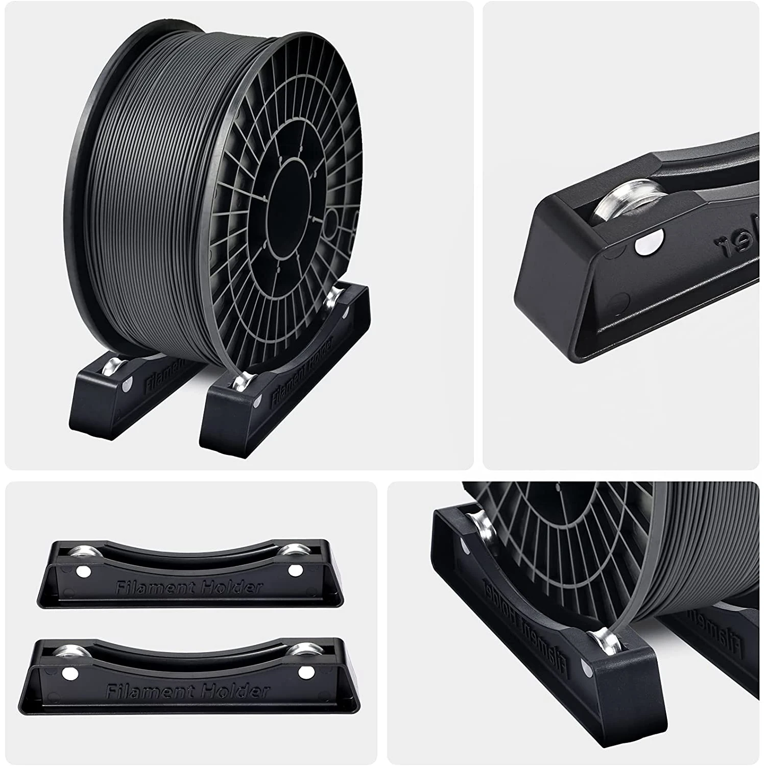 A set Bearing Design Filament Spool Holder Fits All Spools & All Filament Types for PLA/ABS/TPU/3D Printer Materials 2Pcs