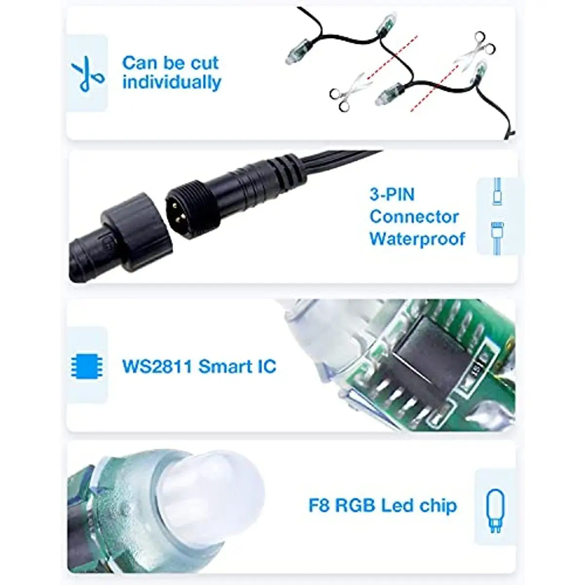 50 sztuk 12MM WS2811 Led String Light inteligentny moduł pikseli DC 12v IP68 wodoodporny WS2811IC cyfrowe światło bożonarodzeniowe LED