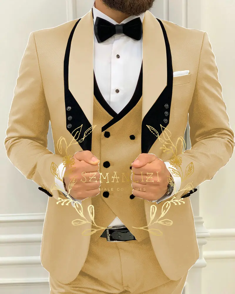 Royal Blue Suits for Men Slim Fit Formal Wedding Tuxedos Fashion Mens Blazer Vest Pants 3 Pieces Business Party Prom Jackets