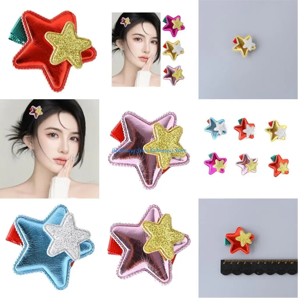 

573B Star Y2K Metallic Silver Duckbill Clip Hairpin Sweet Star HairPin