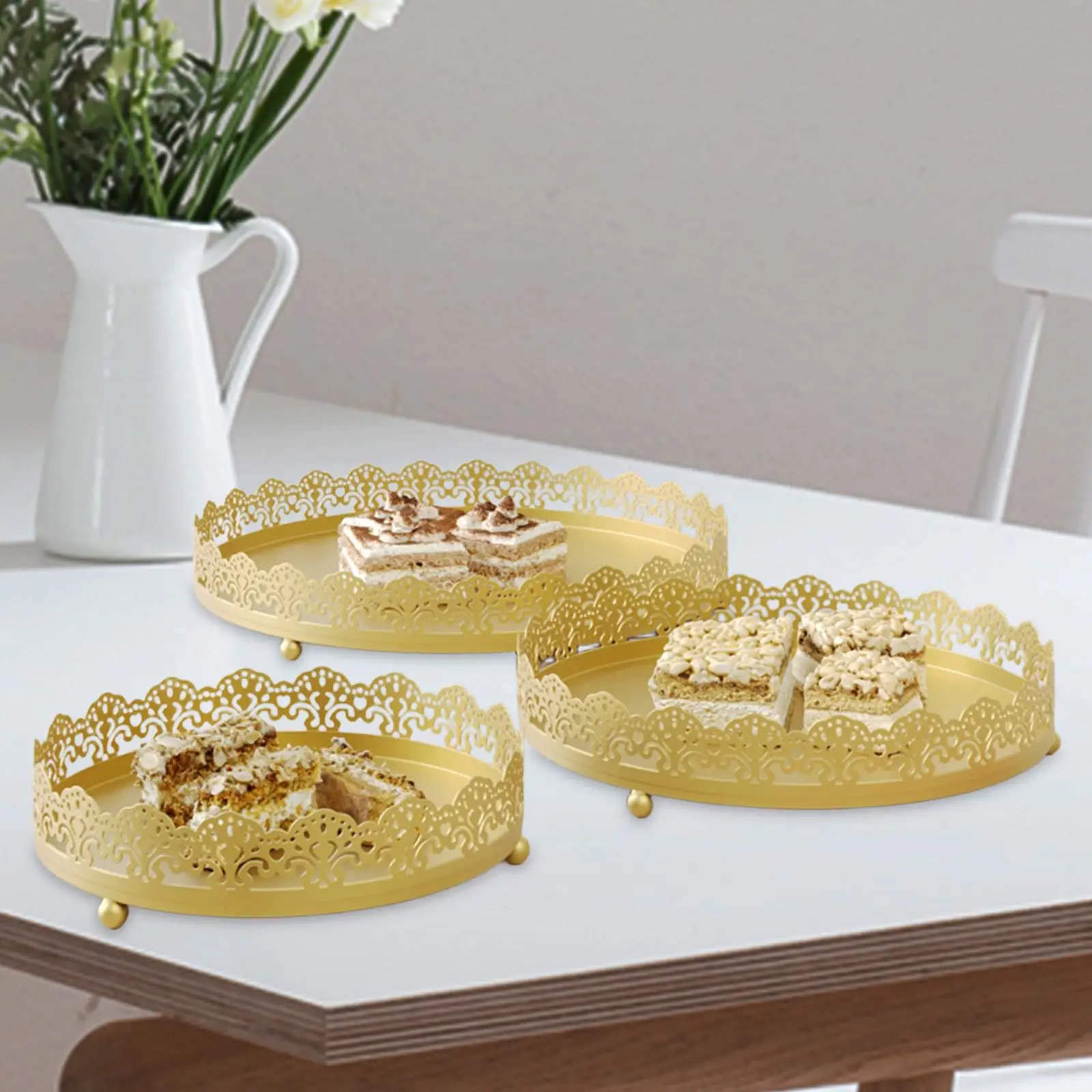 

3Pcs Cake Display Trays Metal Cupcake Trays for Birthday Party Coffee Table