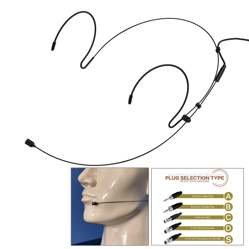 1PCS Double Earhook Headset Mic Headworn Microphone For Shure Wireless Earhook Microphone Black Audio Equipment Radio System