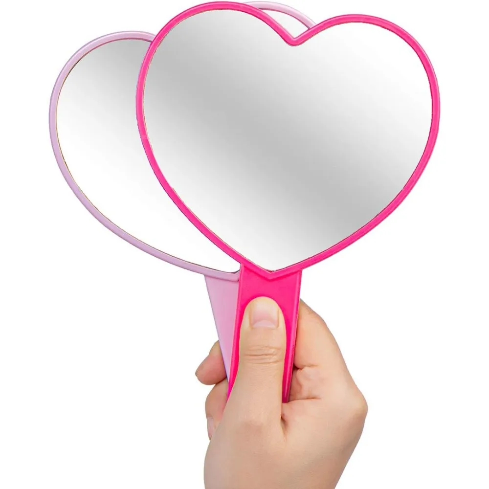 

Makeup Hand Mirror, 2PCS Heart-Shaped, Travel Handheld Portable Personal Cosmetic Mirror with Handle, Makeup Mirror