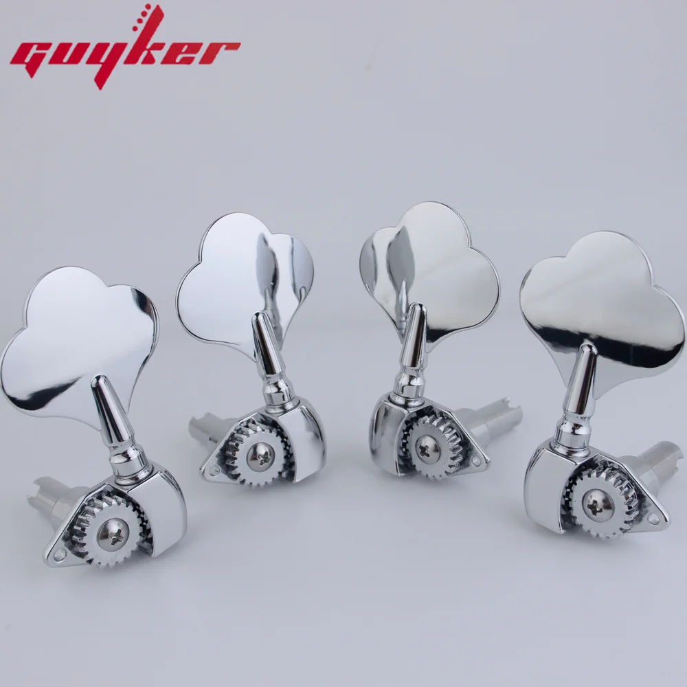 GUYKER Open Frame Electric Bass Tuners Machine Heads Gear ratio 1:20 Tuning Keys Chrome