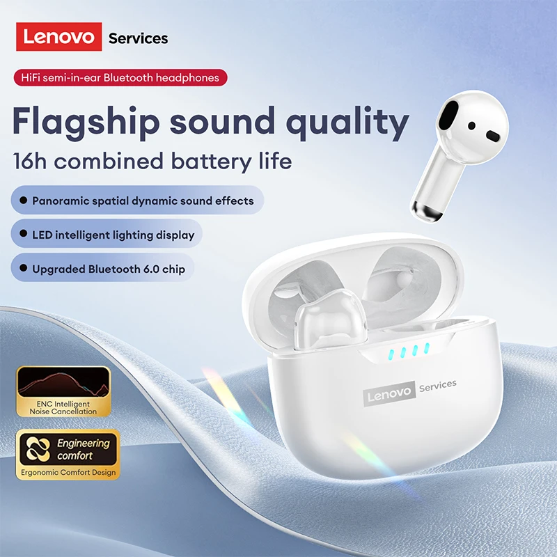 Lenovo LE259 Deep Bass Wireless Earphones Bluetooth 6.0 HD Crystal Calls Gaming Headphones Ultra-Low Latency Earbuds Waterproof