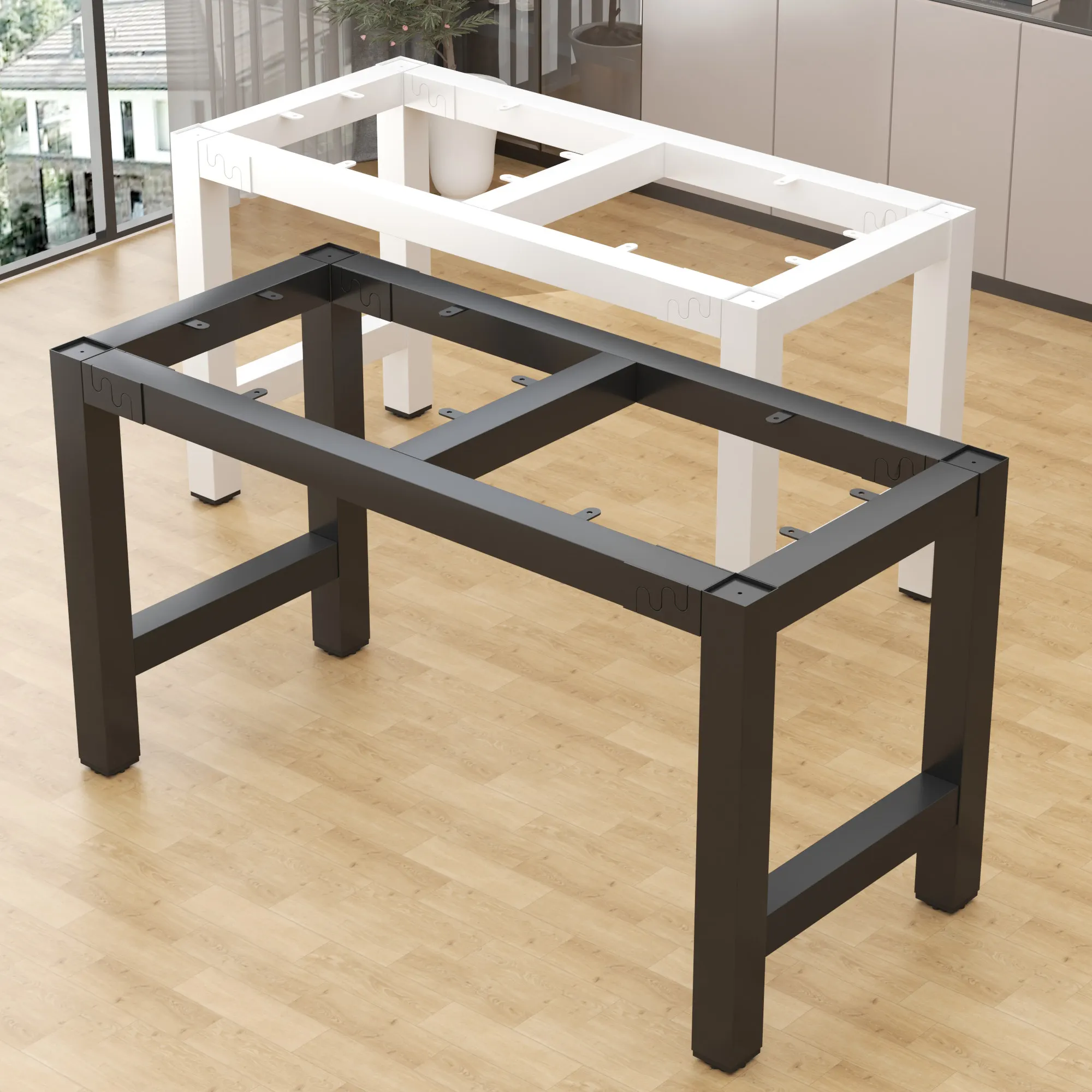 Iron Table Legs, Heavy Duty Metal Legs for Sintered Stone Dining Table, Modern Industrial Coffee Table Base with Adjustable Feet