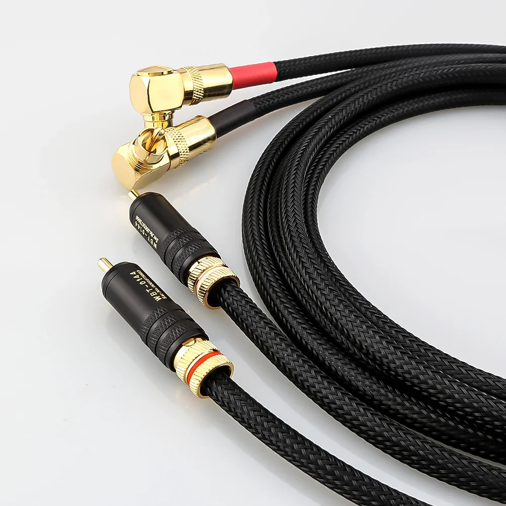 HI-End 99.998% OFC Copper RCA Interconnect Cable Audio Cable HIFI With 90 Degree Right Angle RCA To WBT RCA Connector