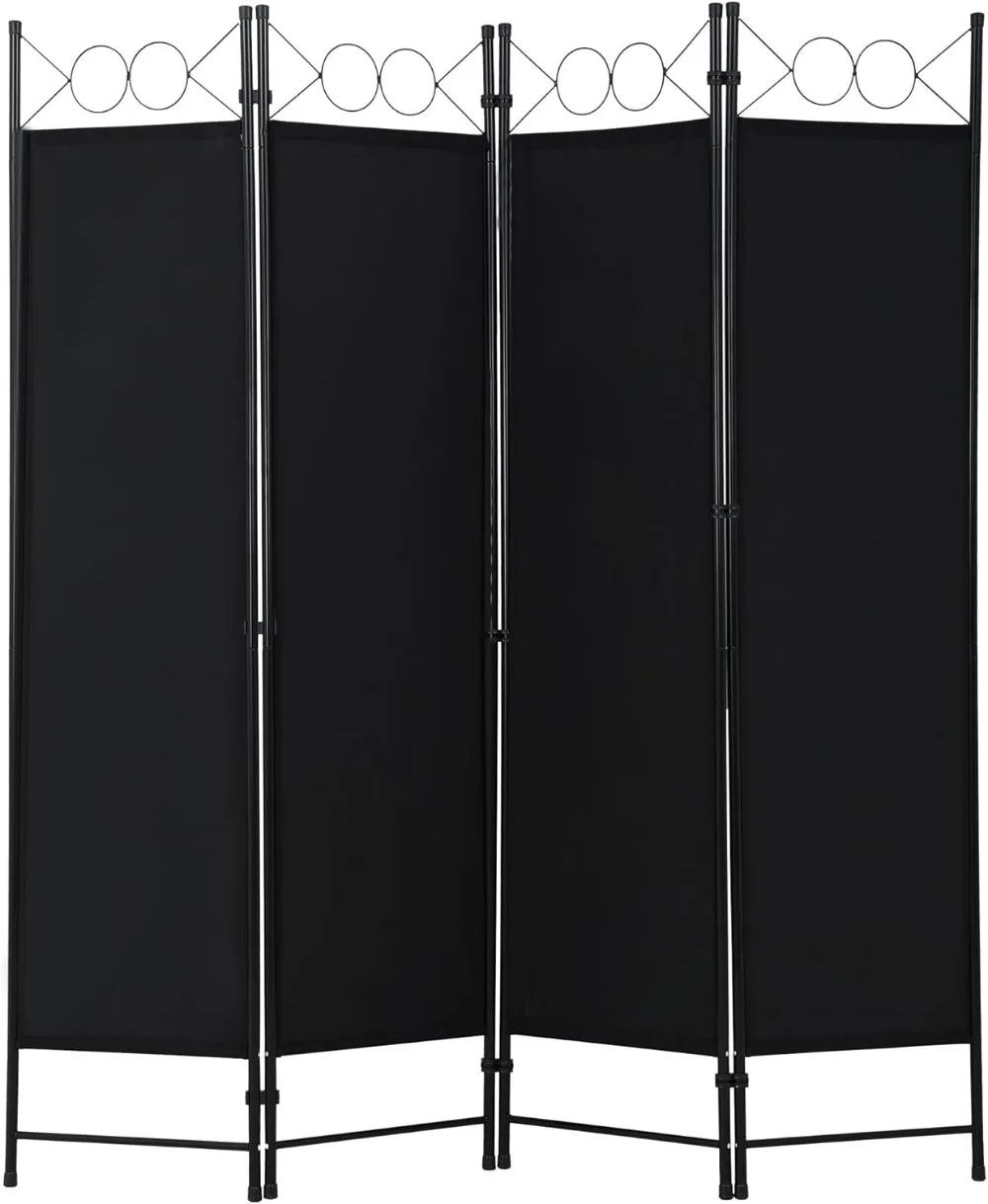 4-Panel Folding Room Divider | 6ft, Coal Black | Light & Portable