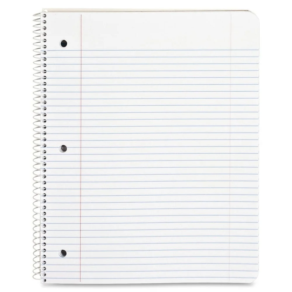 Notatnik Wirebound College w linie Pojedynczy przedmiot Wywiercony, sztywna okładka 100 arkuszy Rozmiar Letter Spiral Bound Trwałe biuro Szkoła