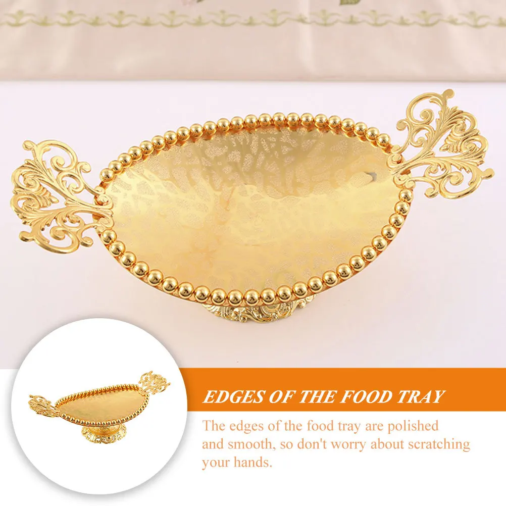 

European Metal Fruit Dish Sturdy Alloy Serving Tray for Dry Fruits Candy Cake Dessert Party Decorative Snack Plate Non Rust High