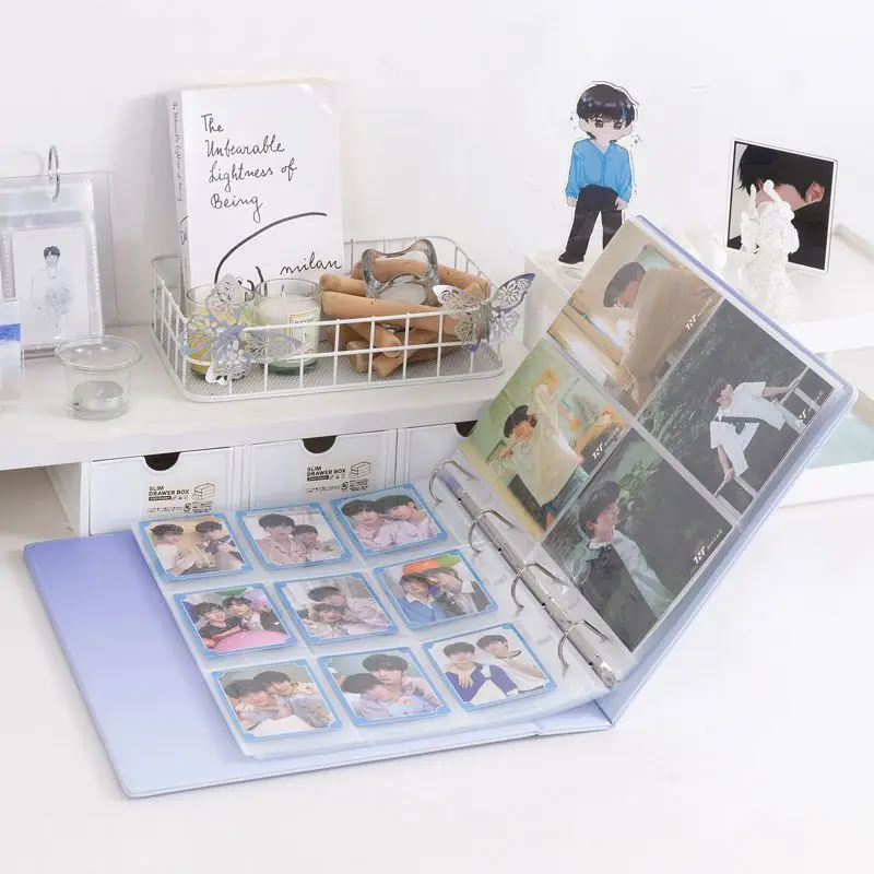 A4 Luxury Gradient PU Leather 4-Ring D-Shape Binder Photocard Photo Album for Photo Pokemon Cards Postcards 3