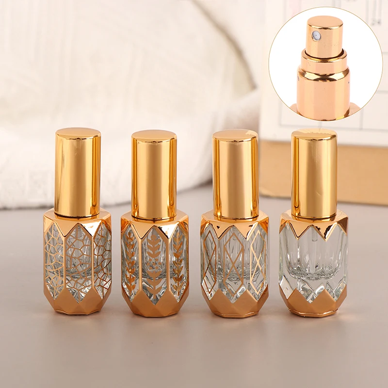 6ml Mini Spray Bottle 6ml Ultra Luxury Gold Plating Glass Perfume Portable Refillable Bottles Transparent Alcohol Mist Atomizer