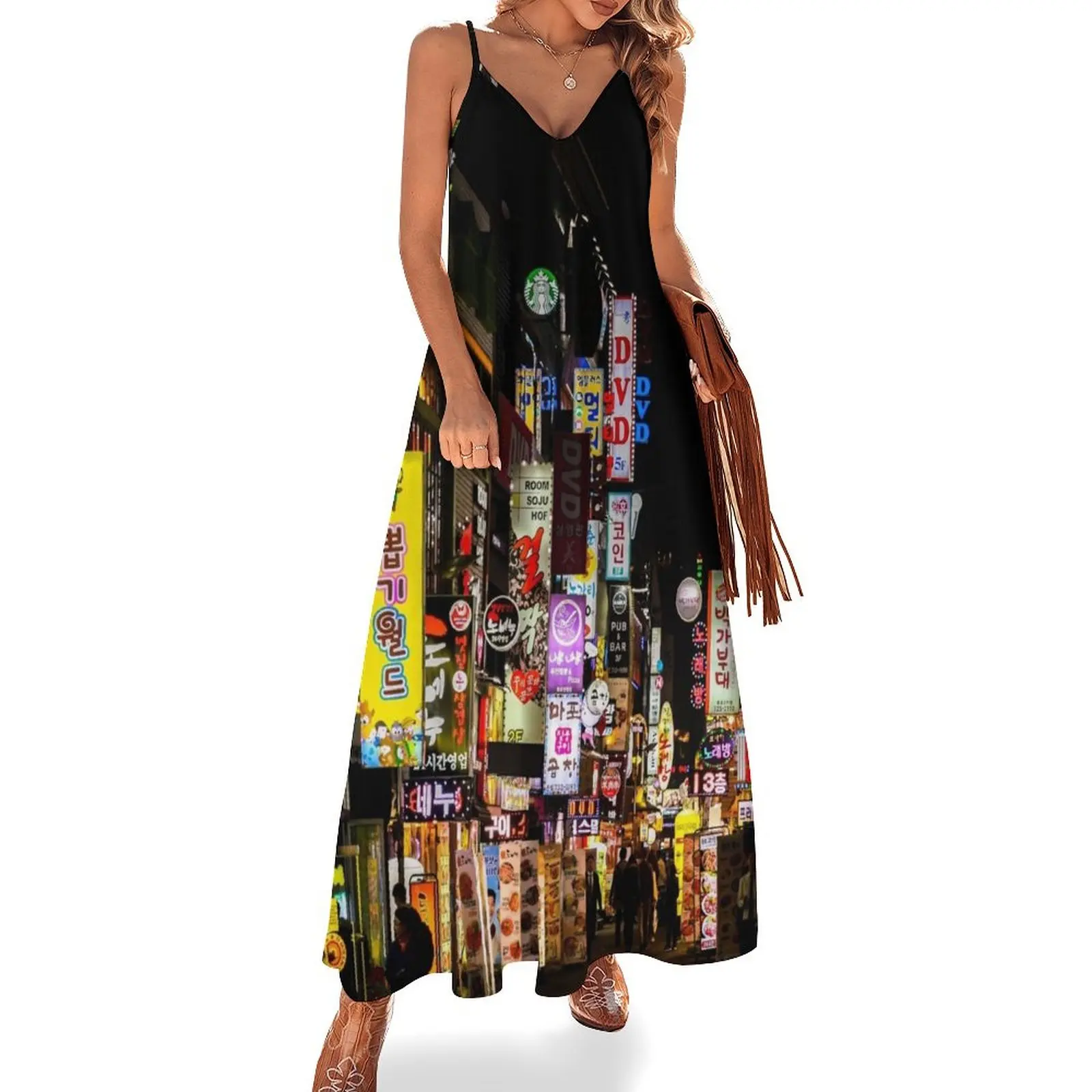 

Korean Night Life - Seoul Sleeveless Long Dress african dresses for woman Woman's evening dress Dress
