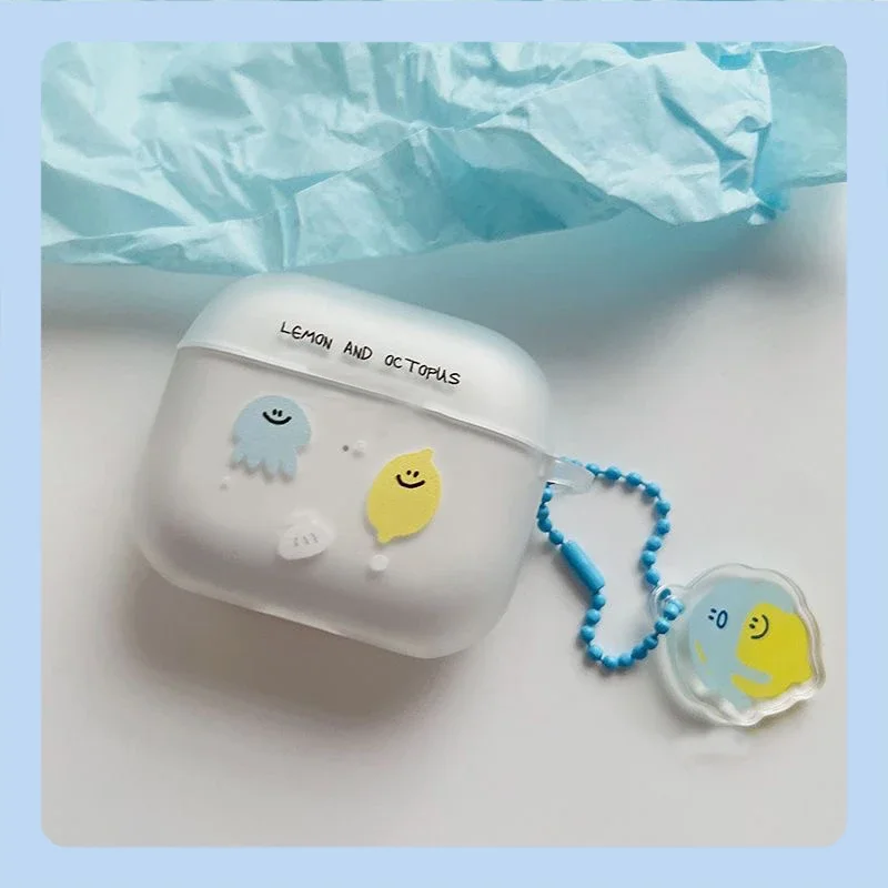 Capa de Lemon and Pctopus Airpods, Capas Macias para Fones, Desenhos Animados, Fofos, Rock Cat, Airpods 1, 2, 3 Pro, Pro2, 2022