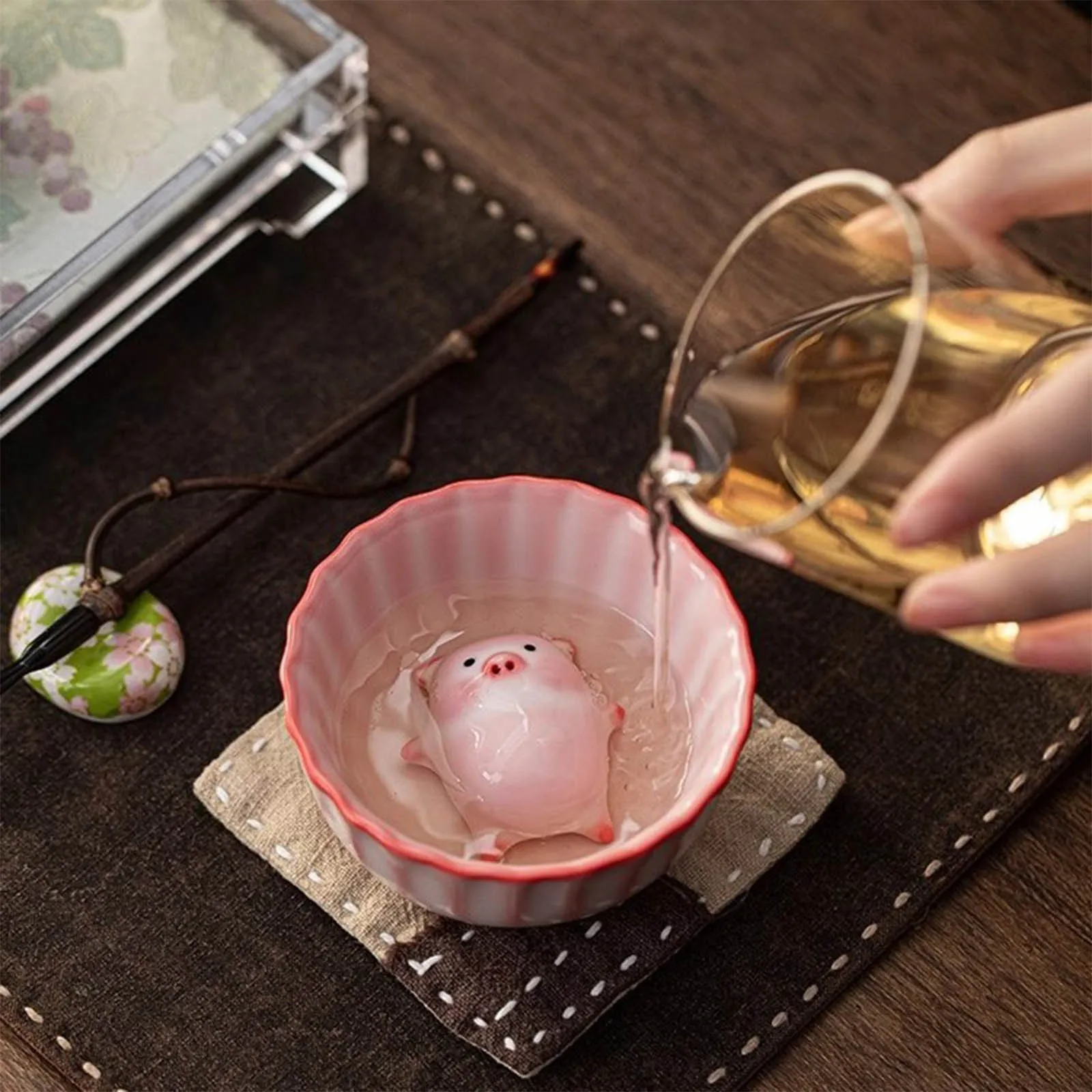 120ml Ceramic Tea Cup Traditional Collection Kung Fu Teacup With Tea Pet Miniature Figurine For Dining Room Decor Unique Gift