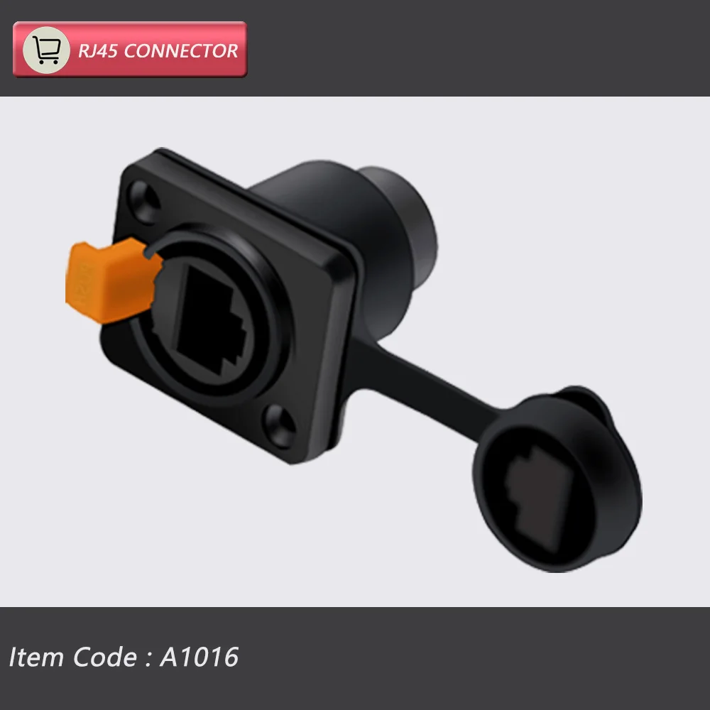 10 stks/5 sets 8p8c RJ45 Waterdichte Connector, Oranje & Zwart, Paneelmontage + Draad Connector, RJ45 Ethernet/Netwerk Connector, IP65 Niveau