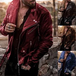 New Men's Pu Leather Jackets Spring Autumn Fashion Black Lapel Motorcycle Jacket Casual Slim Punk Coat For Men Chaquetas Hombre