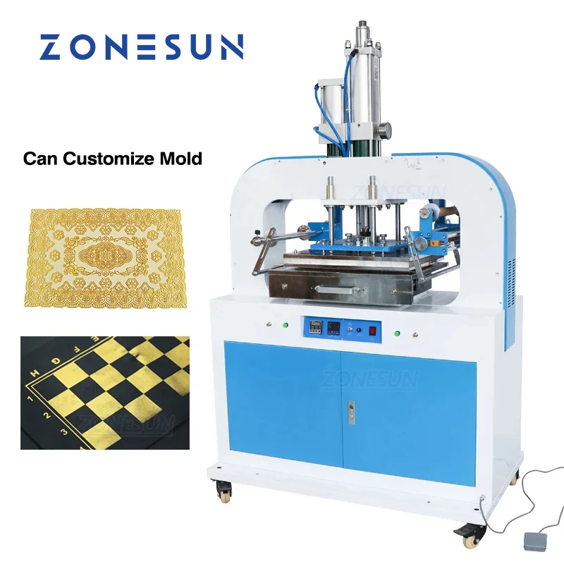 ZONESUN ZS-819T 400*500mm Custom Round Cosmetic Bottle Personalized Name Hot Foil Stamping Machine Leather Heat Press Machine