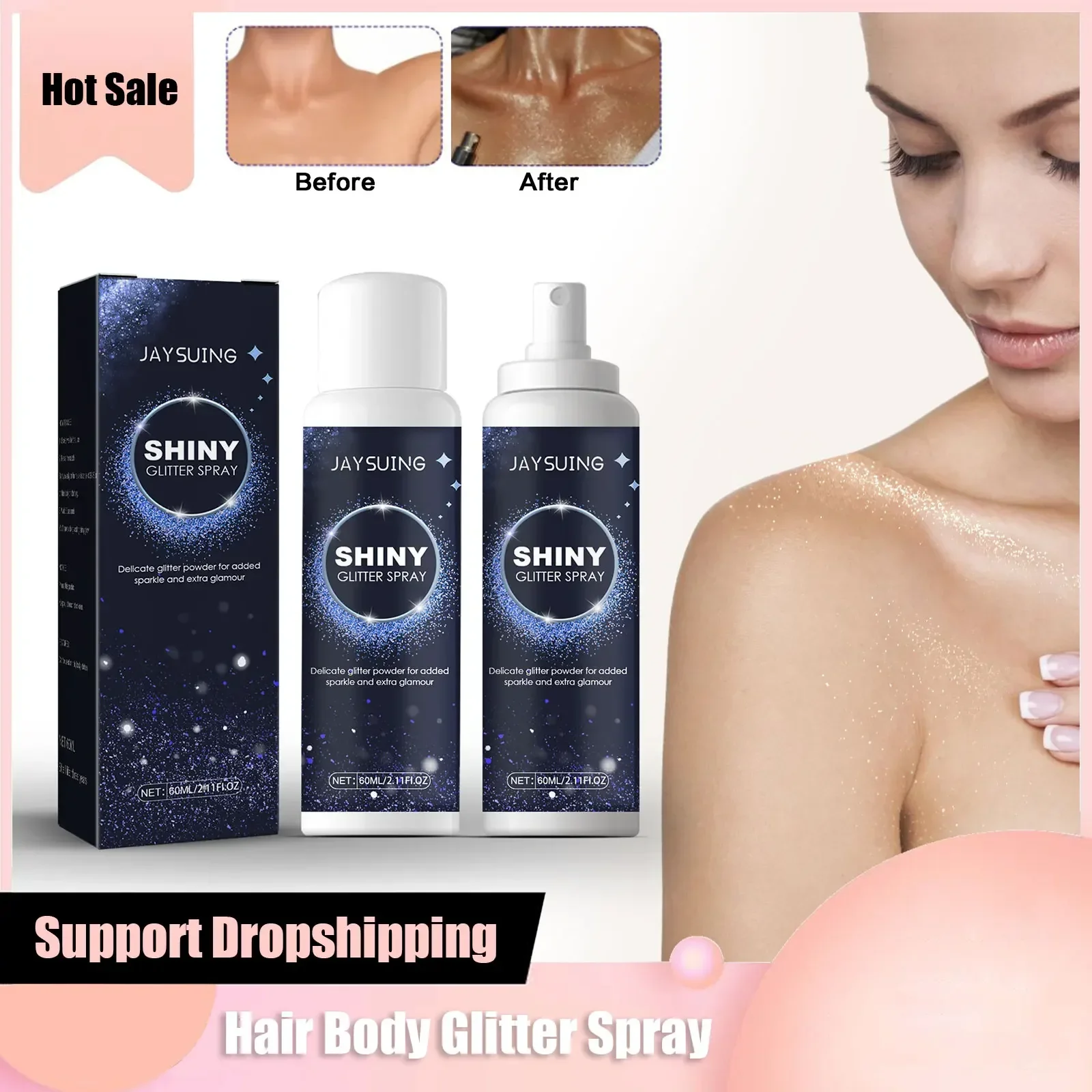 

Jaysuing Brightening Glitter Spray Clavicle Hair Halloween Party Nightclub Clothes Film Forming Highlight Powder Spraying