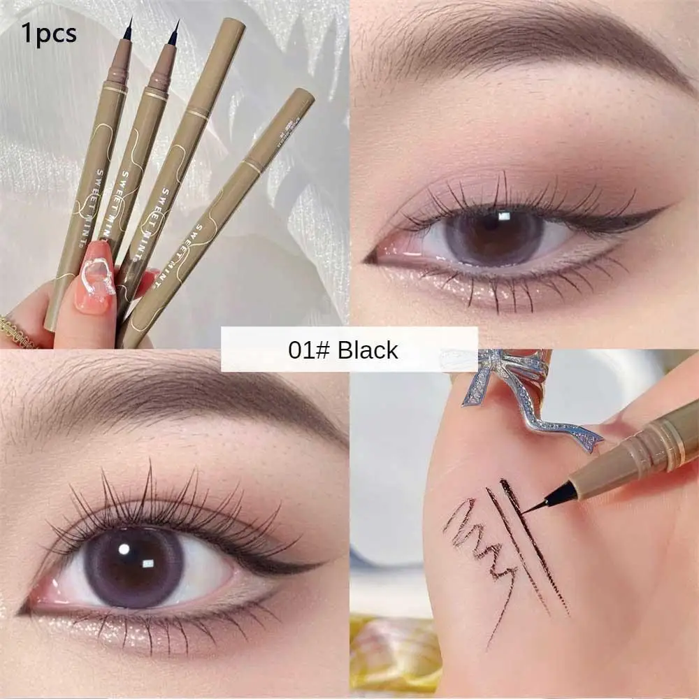 Eyeliner Pen Waterproof Sweat Proof Fast Drying Fine Pen Head Long-lasting Non Smudging Liquid Silkworm Laying Pen Beauty Tool