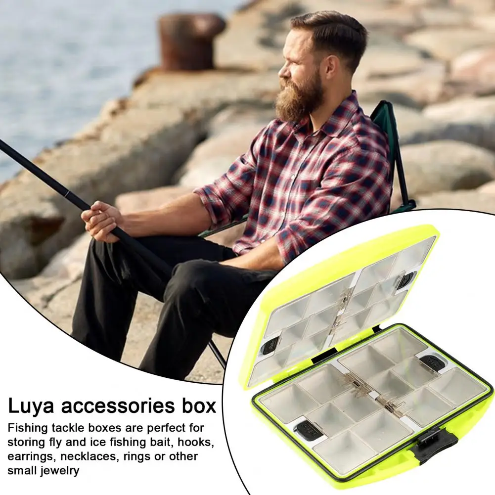 Multi-compartment Fishing Gear Organizer Portable Double-sided Fishing Lure Box 24 Compartments for Soft Hard Bait Angling Tools